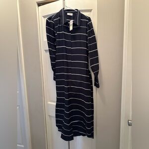 NWT VINEYARD VINES ROPE PRINT DRESS SIZE M ROPE STRIPE NAVY BELT